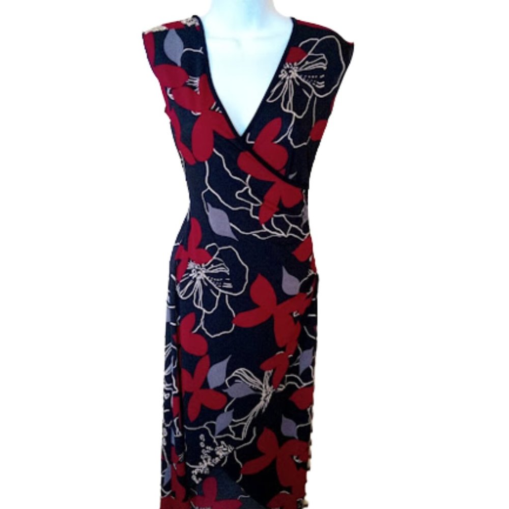 LE CHATEAU Floral Faux Wrap Dress Size Small  ---
